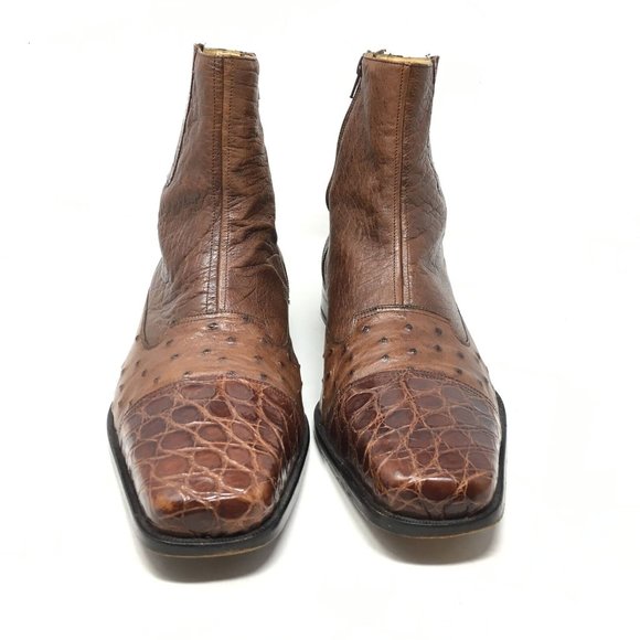 Mezlan Platinum Ankle Boots Size 14 Ostrich Croc display picture 2